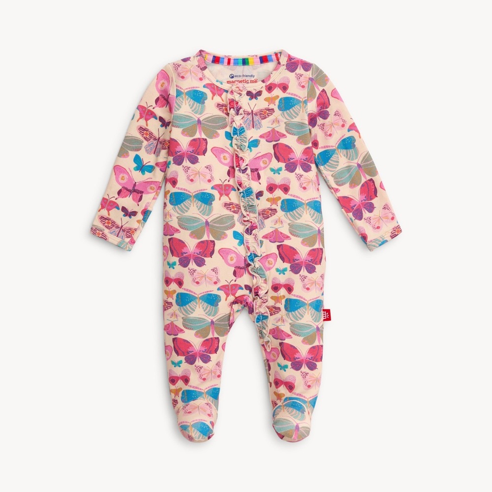 New Magnetic Me All a Flutter Butterfly Modal Zippered Footie Pajamas 3-6 Months